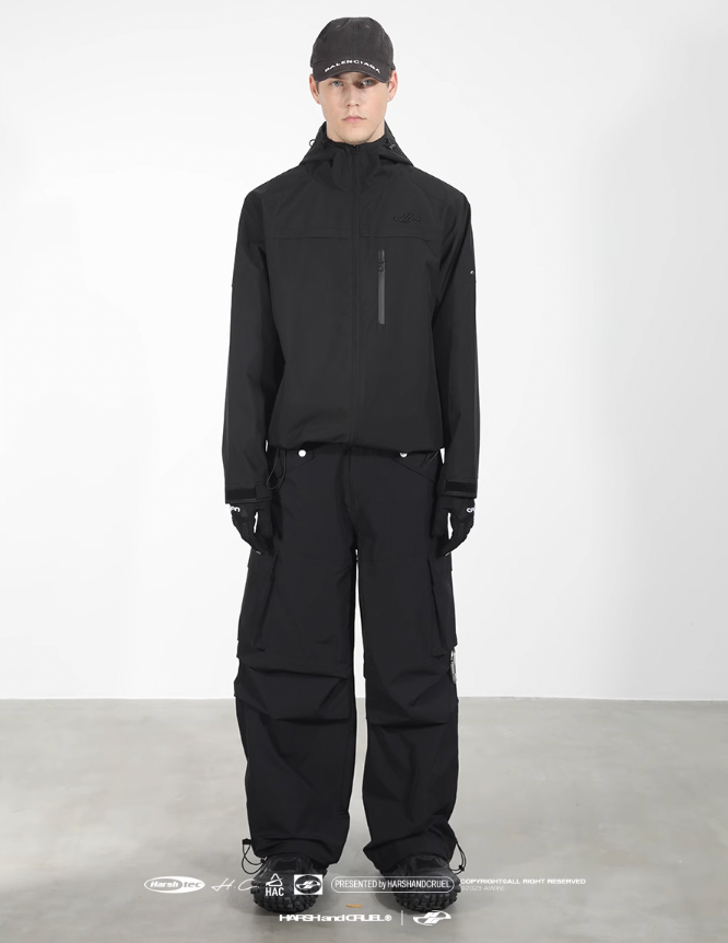 Harsh and Cruel Nylon Fabric Mountaineering Button Pocket Work Pants