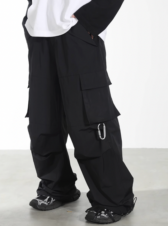 Harsh and Cruel Nylon Fabric Mountaineering Button Pocket Work Pants