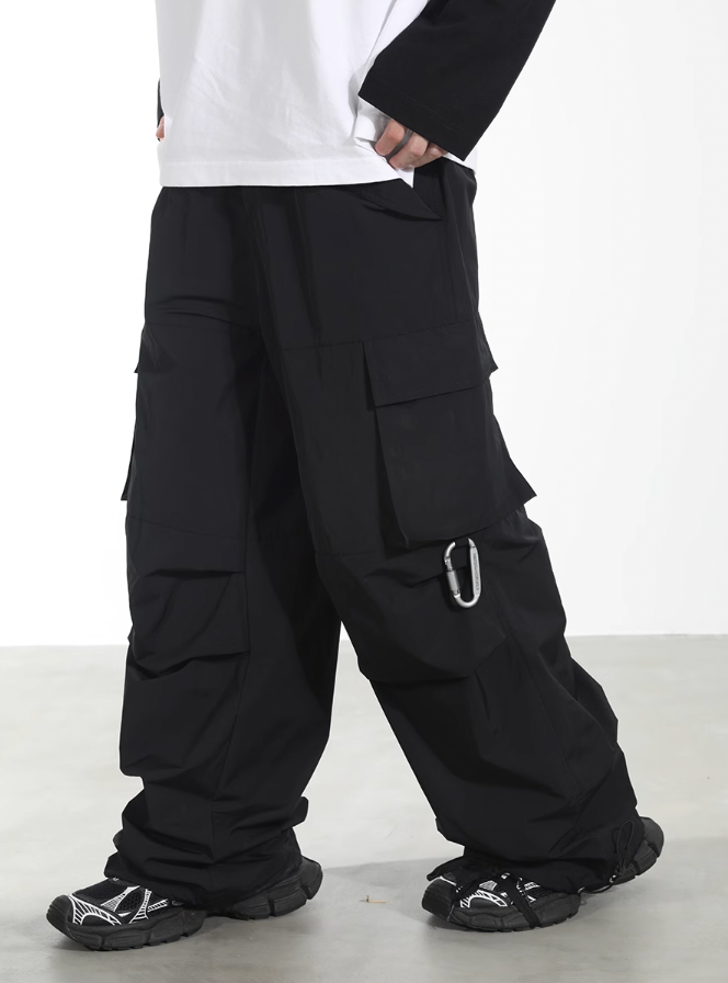 Harsh and Cruel Nylon Fabric Mountaineering Button Pocket Work Pants