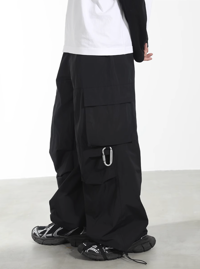 Harsh and Cruel Nylon Fabric Mountaineering Button Pocket Work Pants