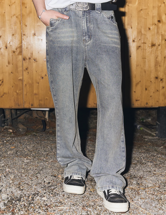 Harsh and Cruel Washed Button Pockets Denim Pants