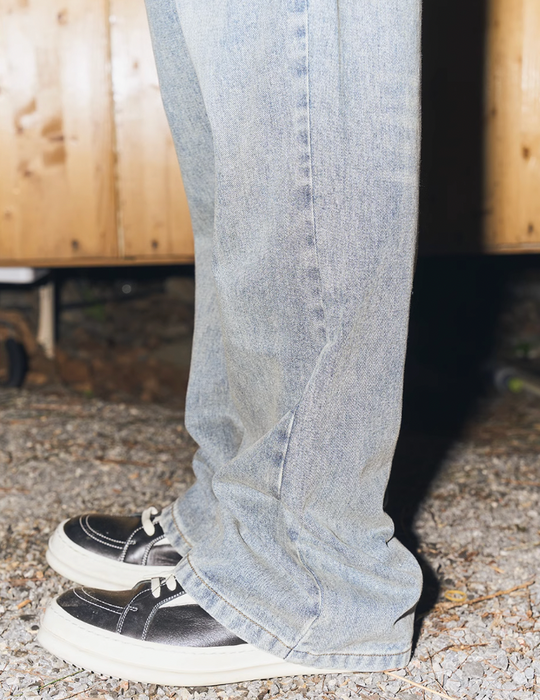 Harsh and Cruel Washed Button Pockets Denim Pants