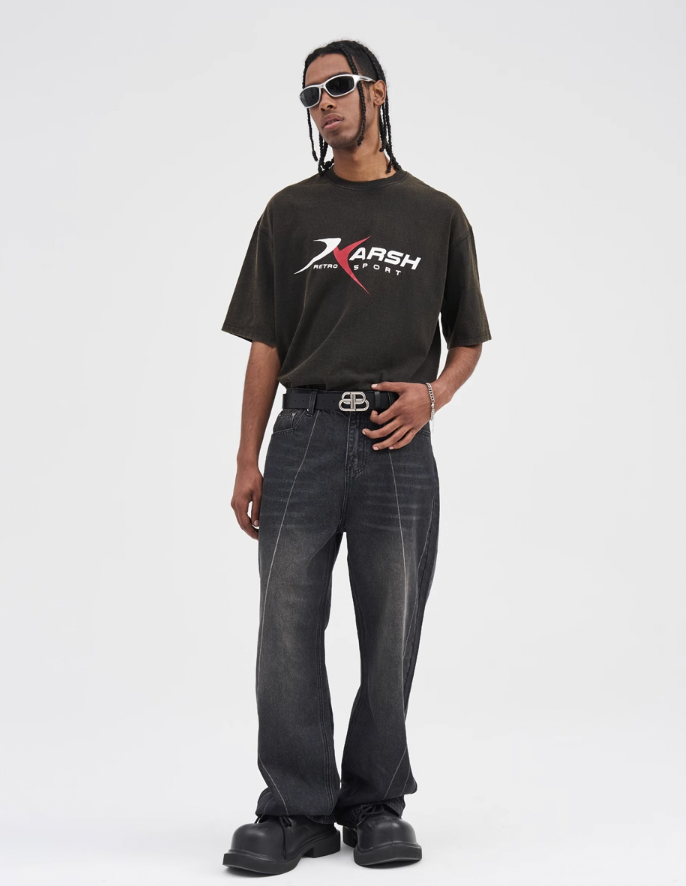 Harsh and Cruel Stitch Interception Washed Denim Pants