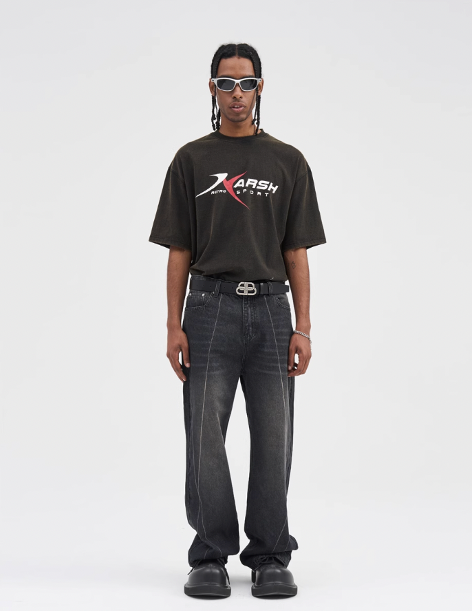 Harsh and Cruel Stitch Interception Washed Denim Pants