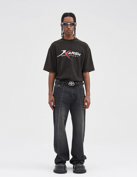 Harsh and Cruel Stitch Interception Washed Denim Pants