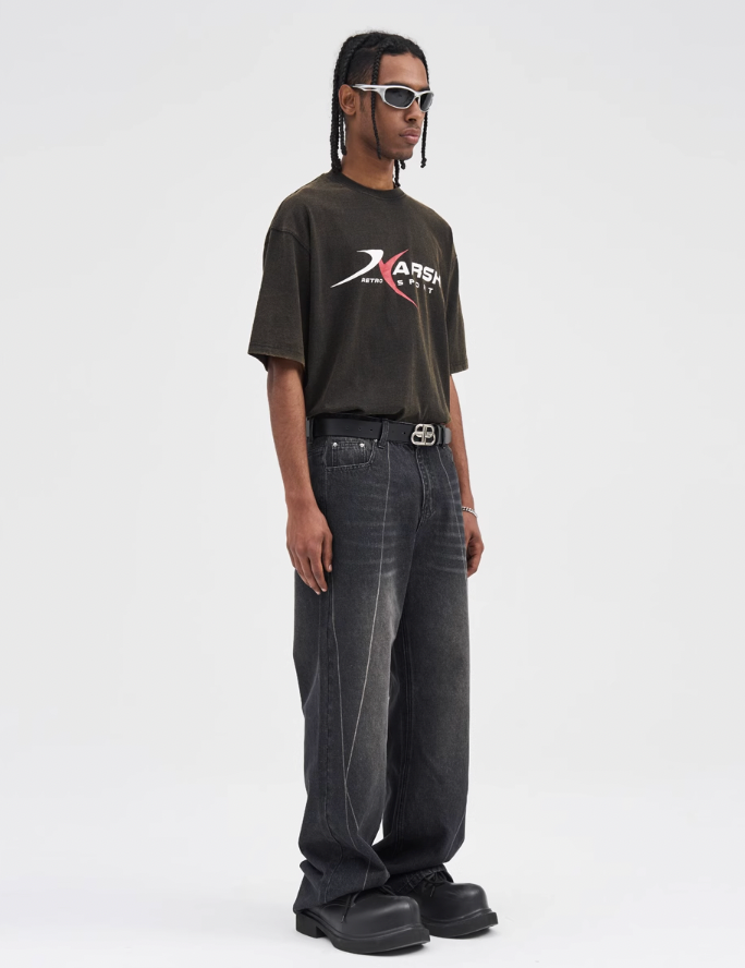 Harsh and Cruel Stitch Interception Washed Denim Pants