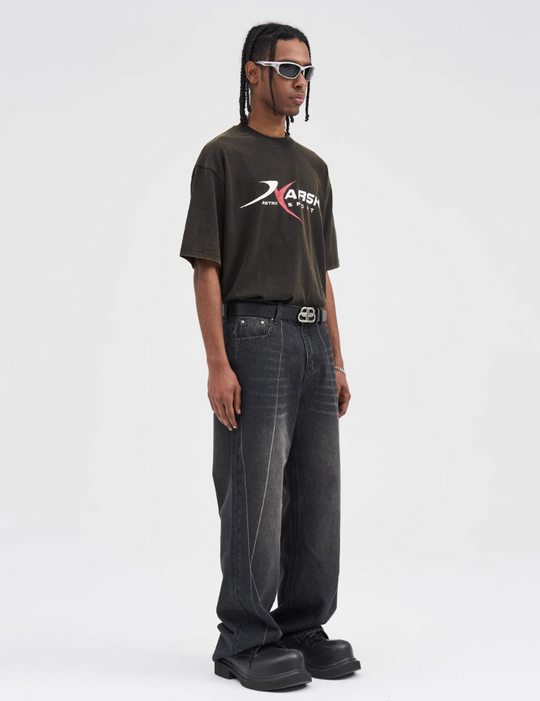 Harsh and Cruel Stitch Interception Washed Denim Pants