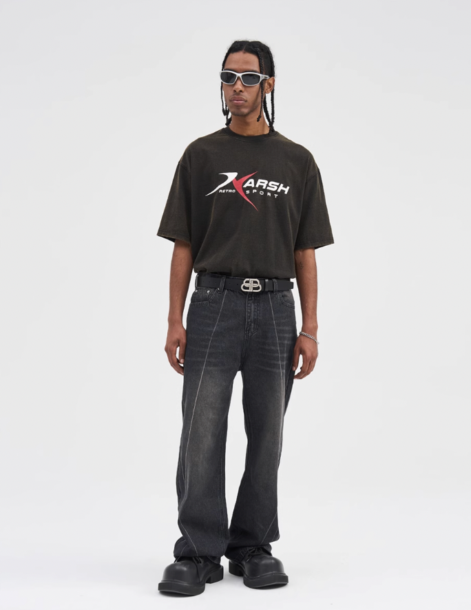 Harsh and Cruel Stitch Interception Washed Denim Pants