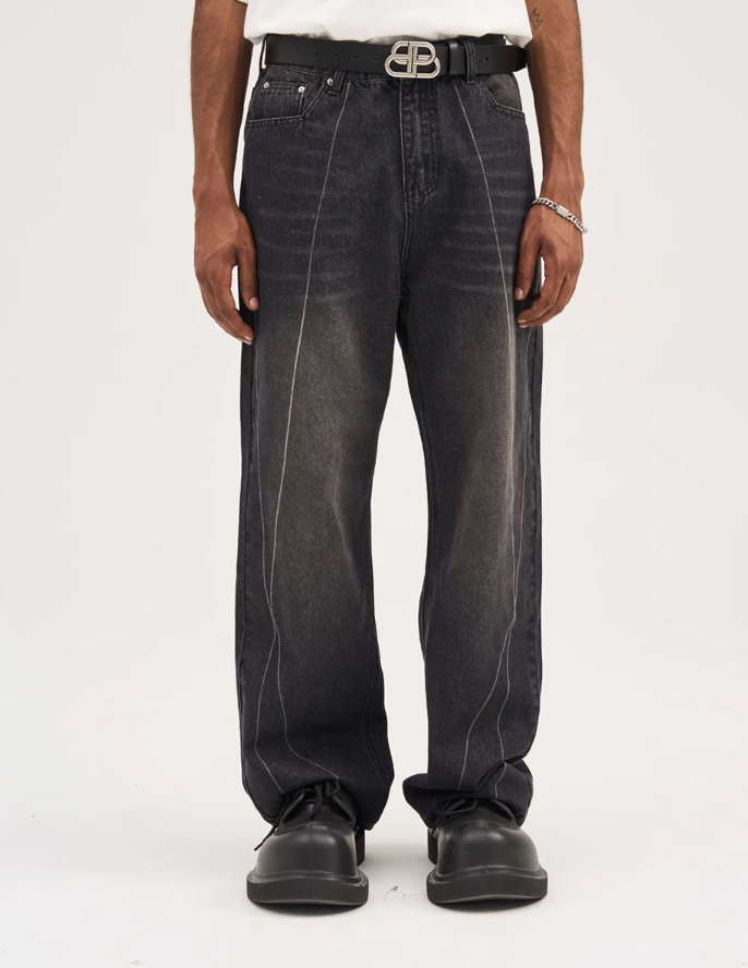 Harsh and Cruel Stitch Interception Washed Denim Pants