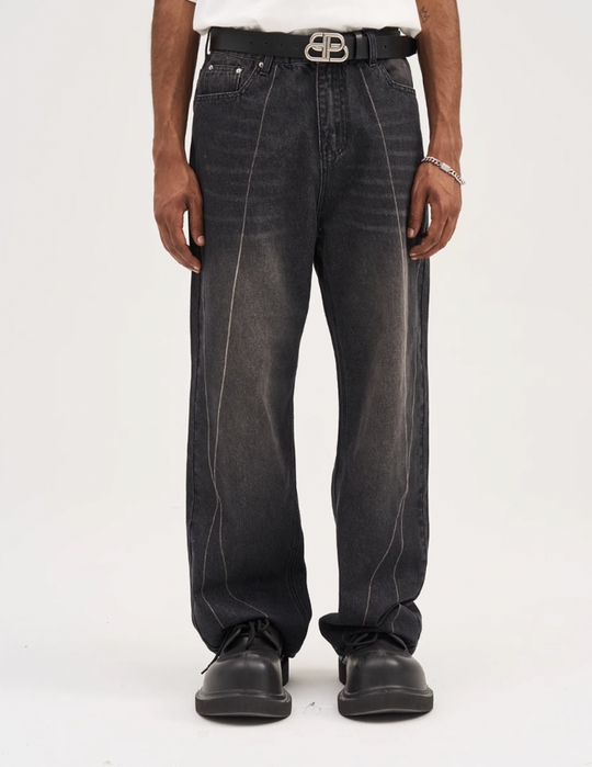 Harsh and Cruel Stitch Interception Washed Denim Pants