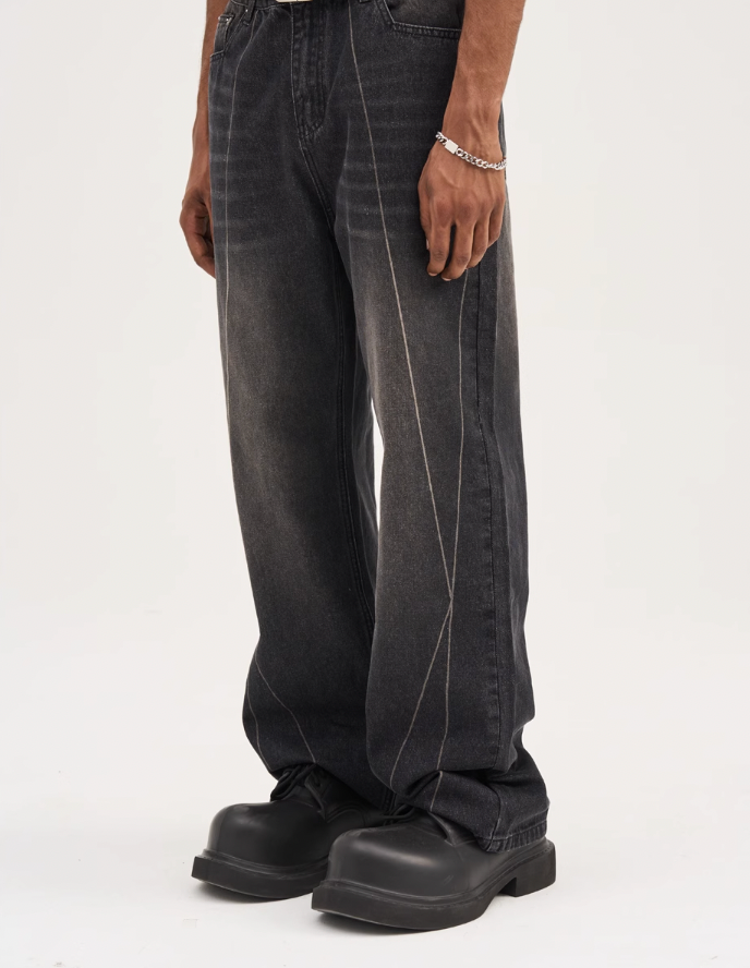 Harsh and Cruel Stitch Interception Washed Denim Pants