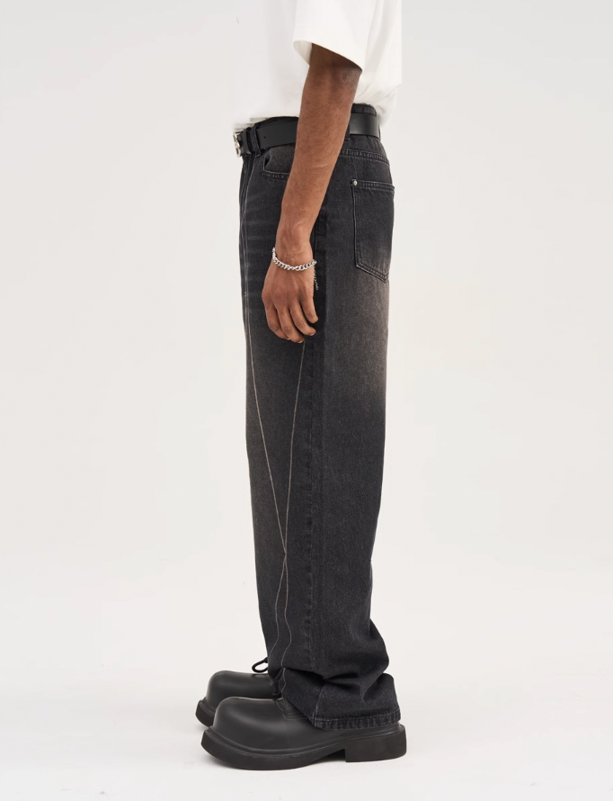 Harsh and Cruel Stitch Interception Washed Denim Pants