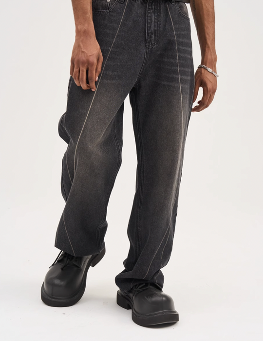 Harsh and Cruel Stitch Interception Washed Denim Pants