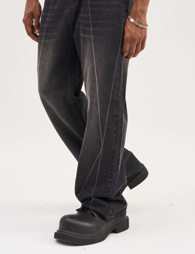 Harsh and Cruel Stitch Interception Washed Denim Pants