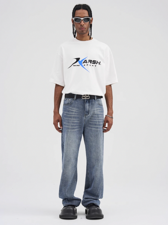 Harsh and Cruel Stitch Interception Washed Denim Pants