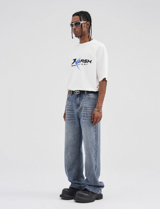 Harsh and Cruel Stitch Interception Washed Denim Pants