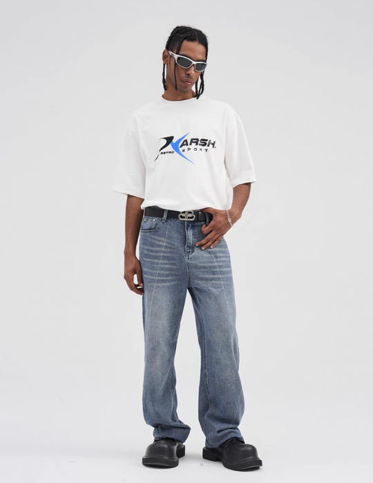 Harsh and Cruel Stitch Interception Washed Denim Pants