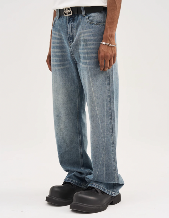 Harsh and Cruel Stitch Interception Washed Denim Pants
