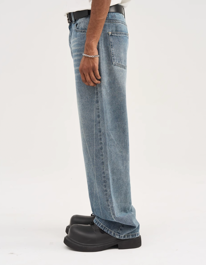 Harsh and Cruel Stitch Interception Washed Denim Pants