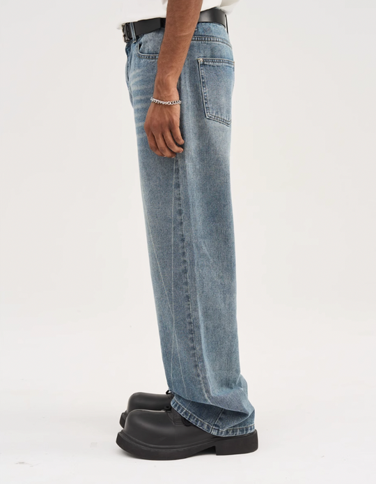 Harsh and Cruel Stitch Interception Washed Denim Pants