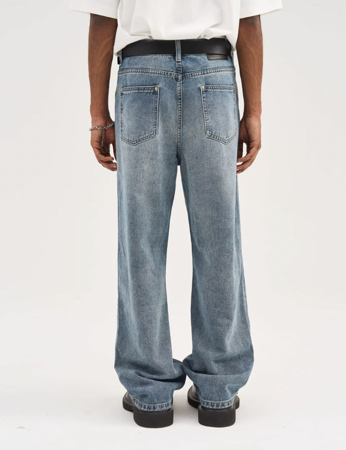 Harsh and Cruel Stitch Interception Washed Denim Pants