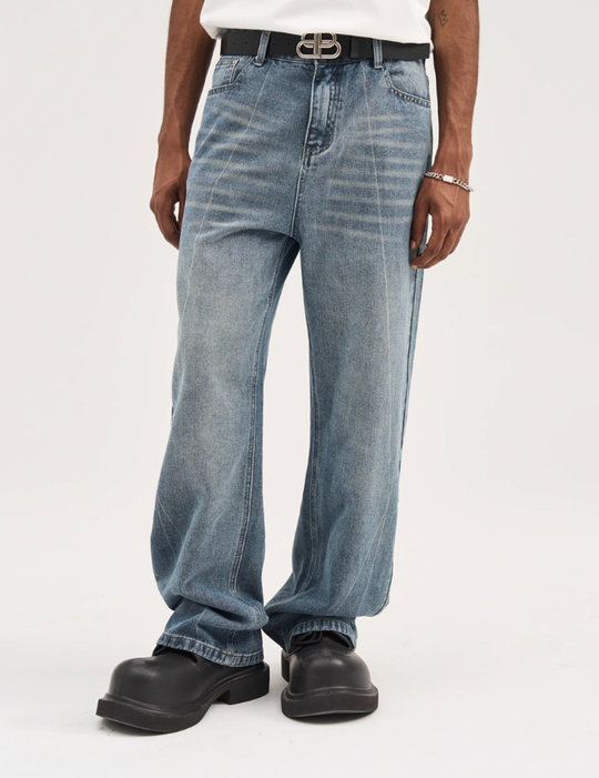 Harsh and Cruel Stitch Interception Washed Denim Pants