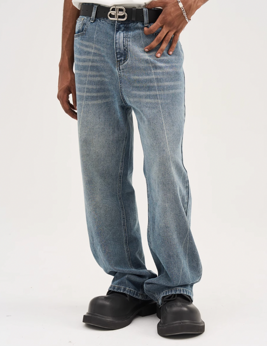 Harsh and Cruel Stitch Interception Washed Denim Pants