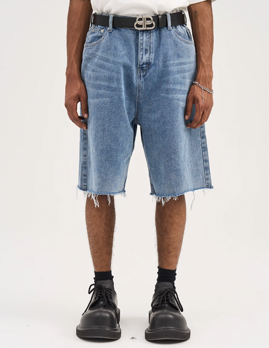 Harsh and Cruel Washed Loose Denim Shorts