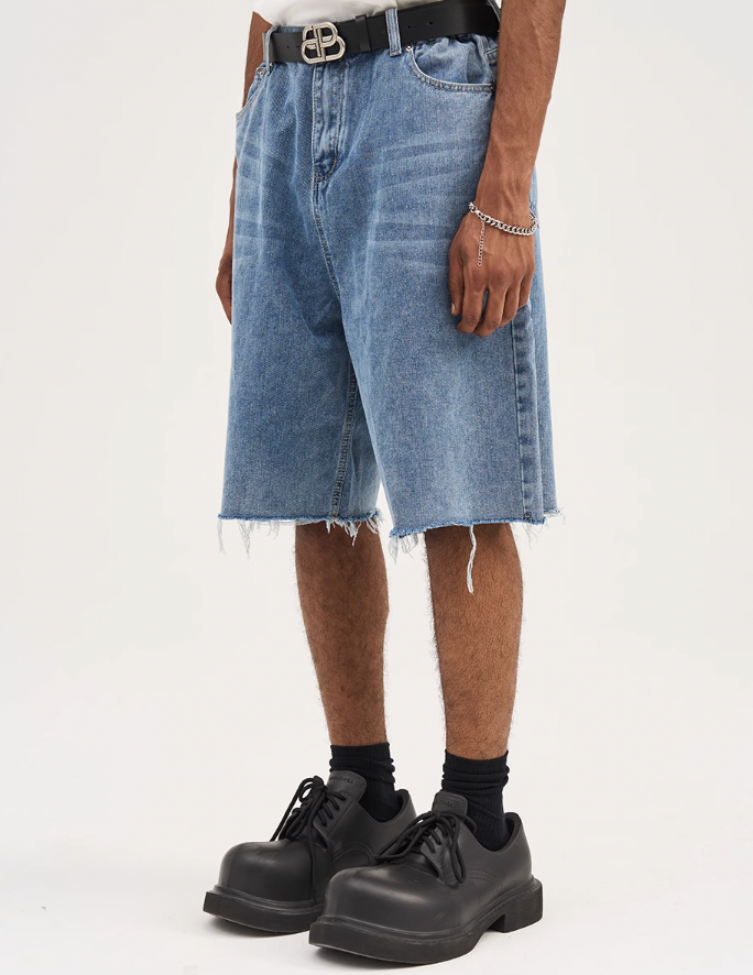 Harsh and Cruel Washed Loose Denim Shorts