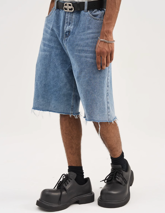 Harsh and Cruel Washed Loose Denim Shorts