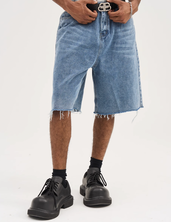 Harsh and Cruel Washed Loose Denim Shorts