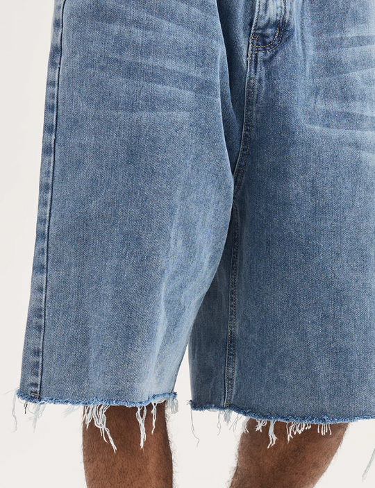 Harsh and Cruel Washed Loose Denim Shorts