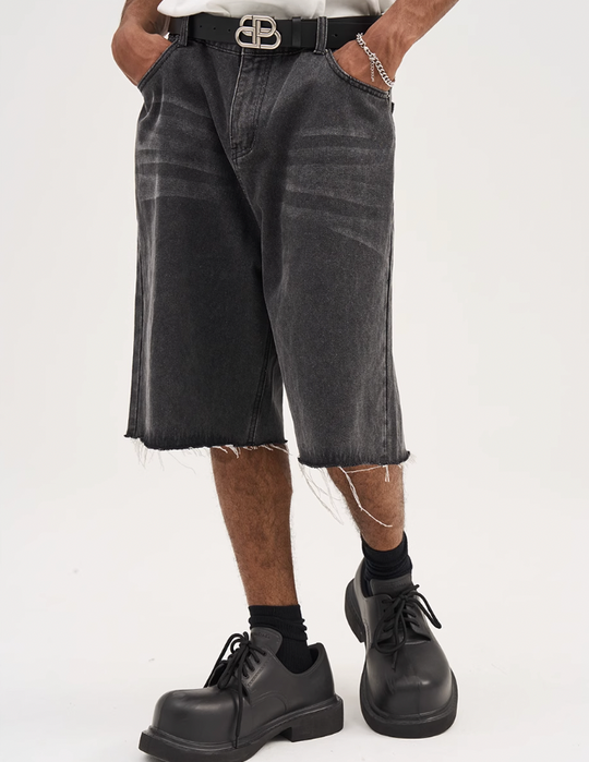 Harsh and Cruel Washed Loose Denim Shorts