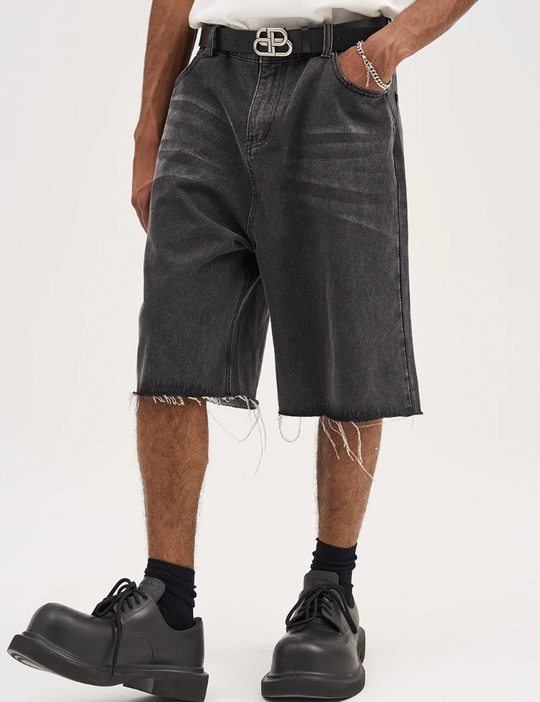 Harsh and Cruel Washed Loose Denim Shorts