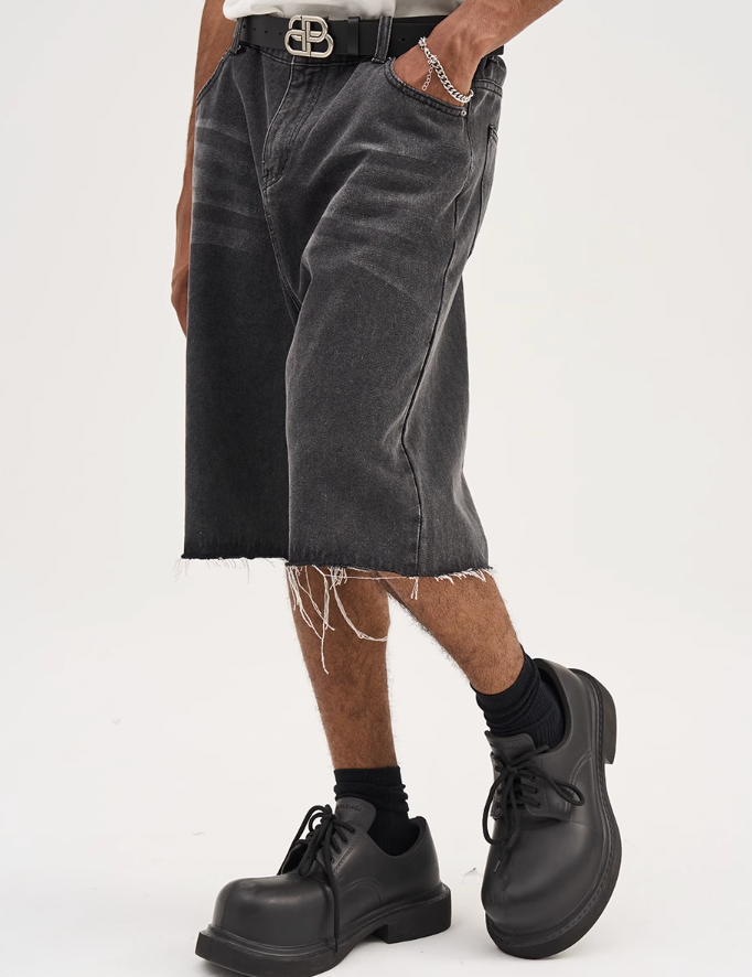 Harsh and Cruel Washed Loose Denim Shorts
