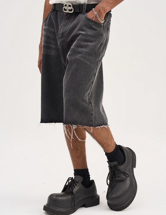 Harsh and Cruel Washed Loose Denim Shorts