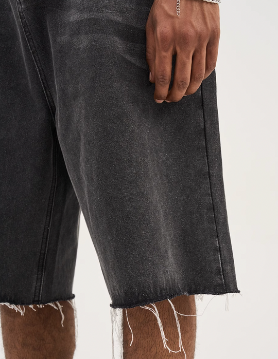 Harsh and Cruel Washed Loose Denim Shorts