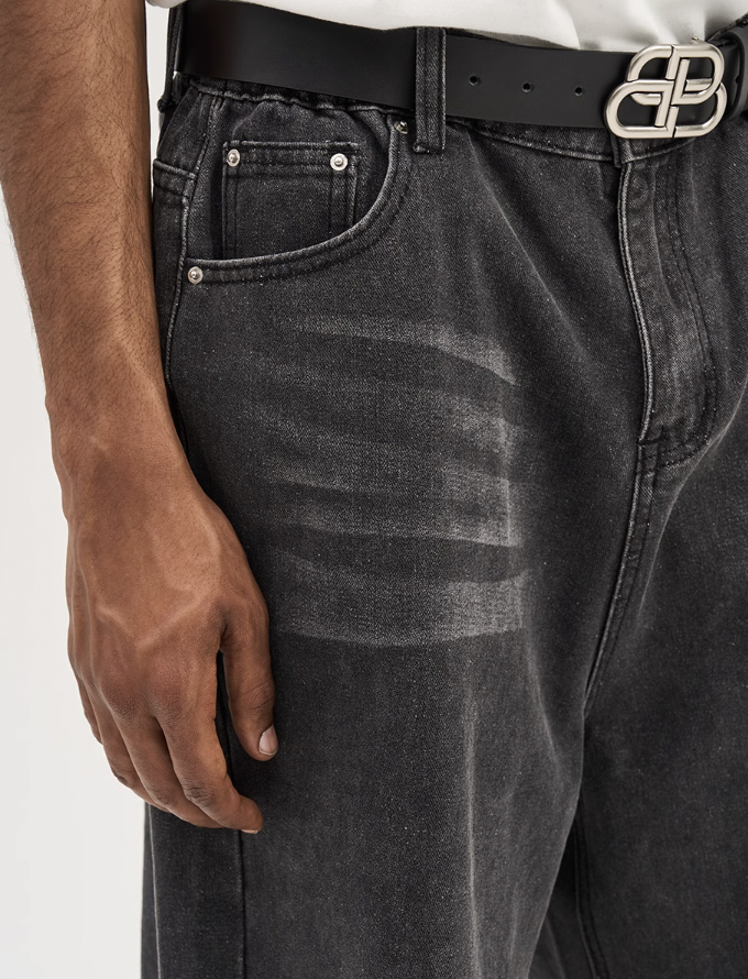 Harsh and Cruel Washed Loose Denim Shorts