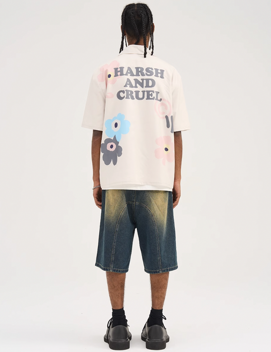 Harsh and Cruel Wash Distressed Frayed Denim Shorts