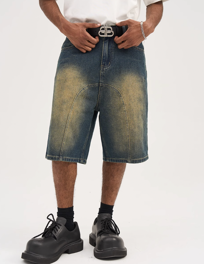 Harsh and Cruel Wash Distressed Frayed Denim Shorts
