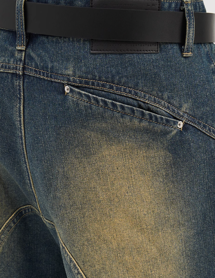 Harsh and Cruel Wash Distressed Frayed Denim Shorts