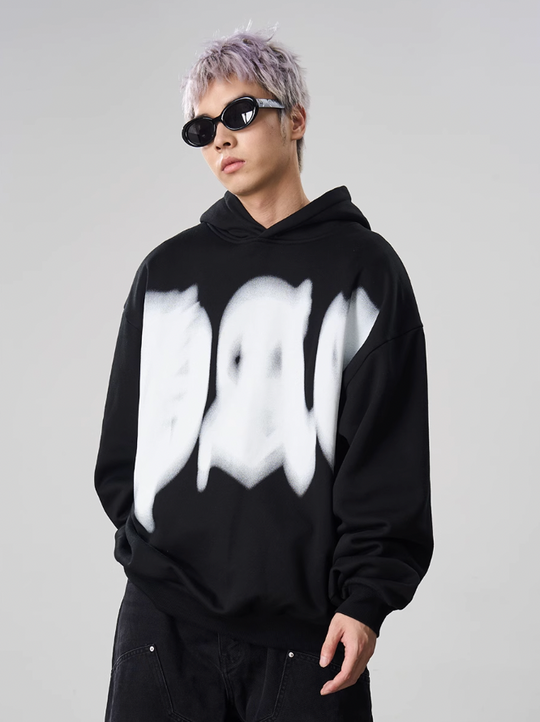 Harsh and Cruel Phantom Gothic Word Gradient Print Hoodie