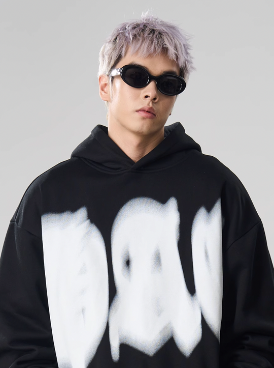 Harsh and Cruel Phantom Gothic Word Gradient Print Hoodie