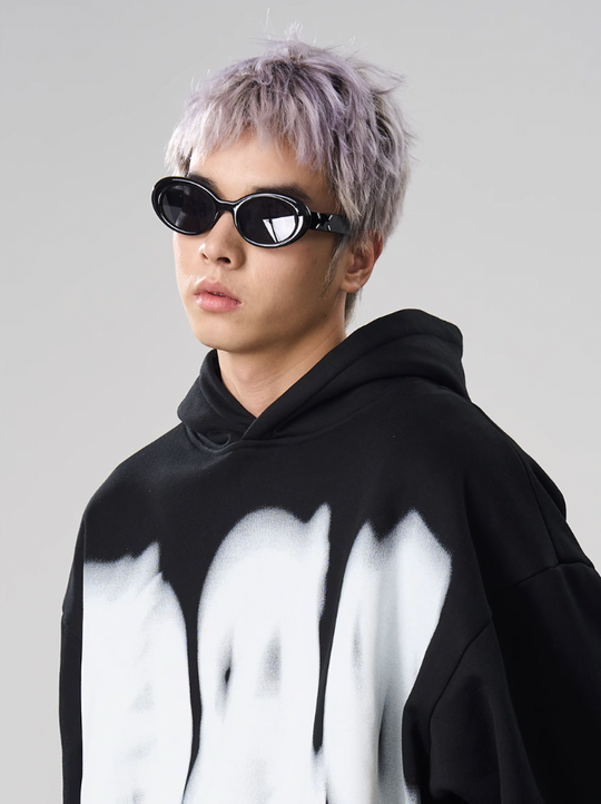 Harsh and Cruel Phantom Gothic Word Gradient Print Hoodie