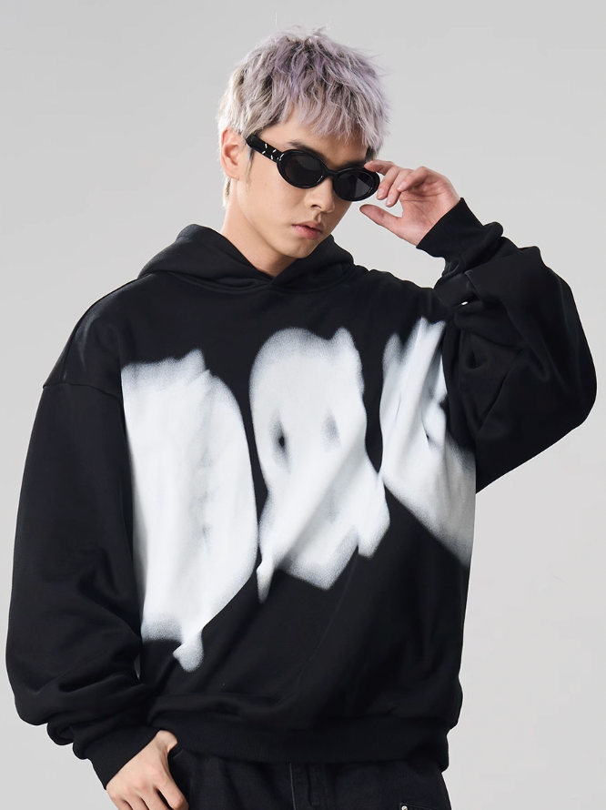 Harsh and Cruel Phantom Gothic Word Gradient Print Hoodie