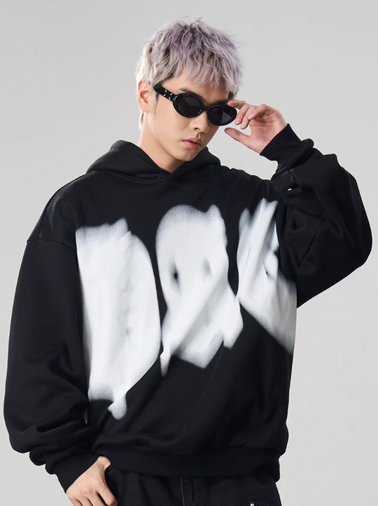 Harsh and Cruel Phantom Gothic Word Gradient Print Hoodie