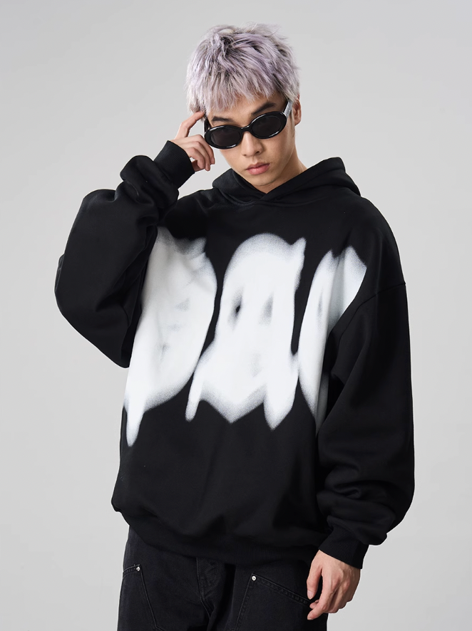 Harsh and Cruel Phantom Gothic Word Gradient Print Hoodie