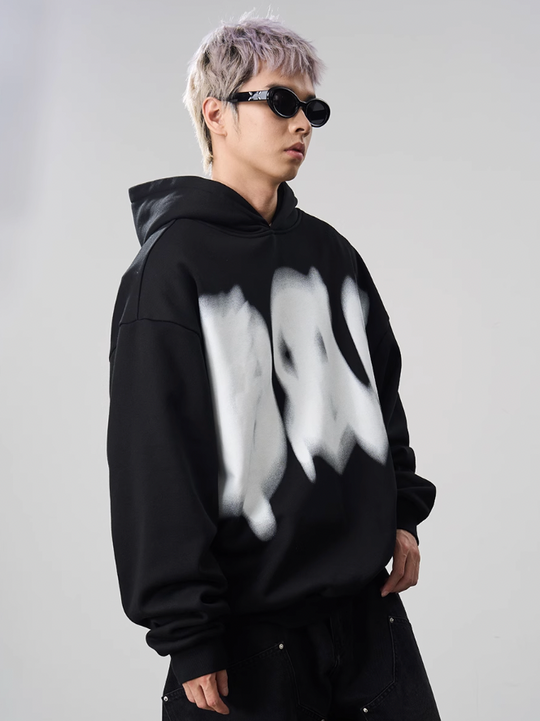 Harsh and Cruel Phantom Gothic Word Gradient Print Hoodie