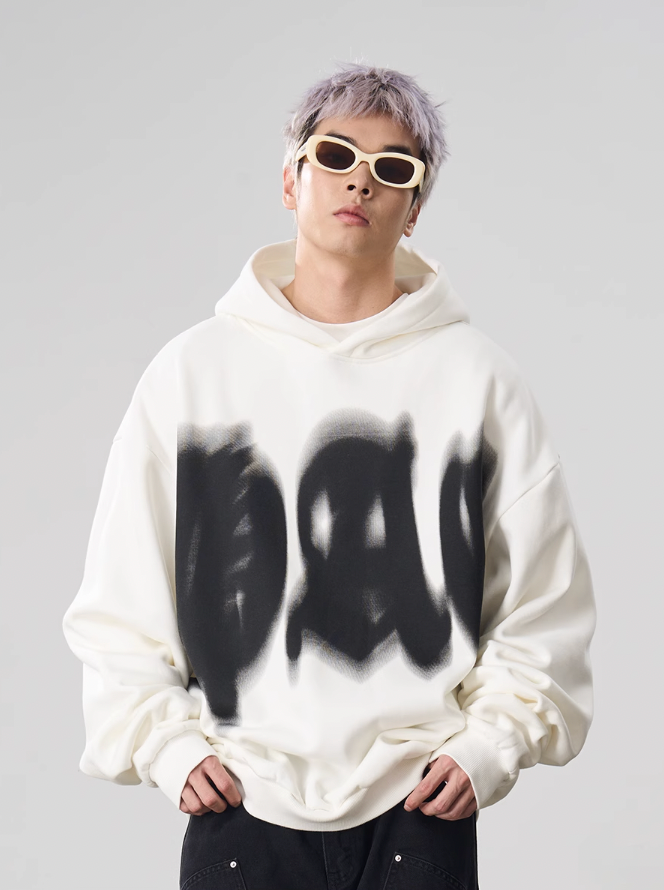 Harsh and Cruel Phantom Gothic Word Gradient Print Hoodie