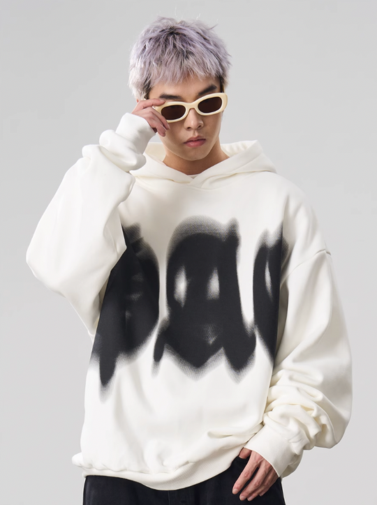 Harsh and Cruel Phantom Gothic Word Gradient Print Hoodie